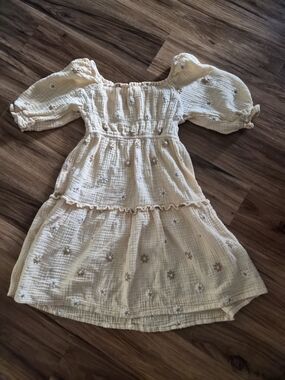Zara Cream Floral Tiered Gauze Dress